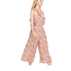 Rebecca Taylor Margo Cropped Wide Leg Floral Silk Jumpsuit XS/S Flowy